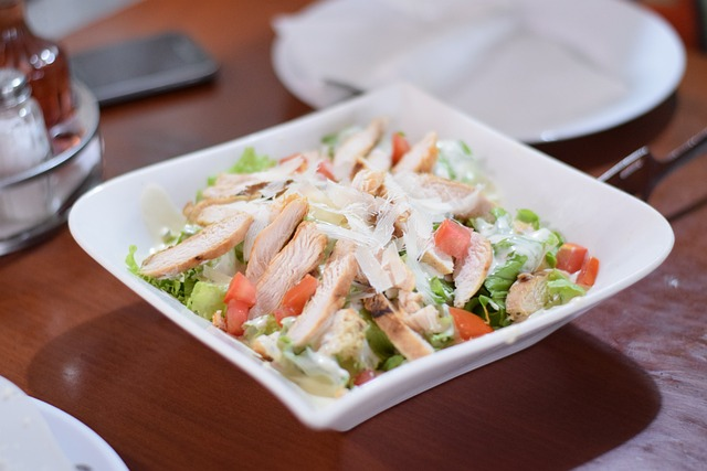 Salad on a large bowl