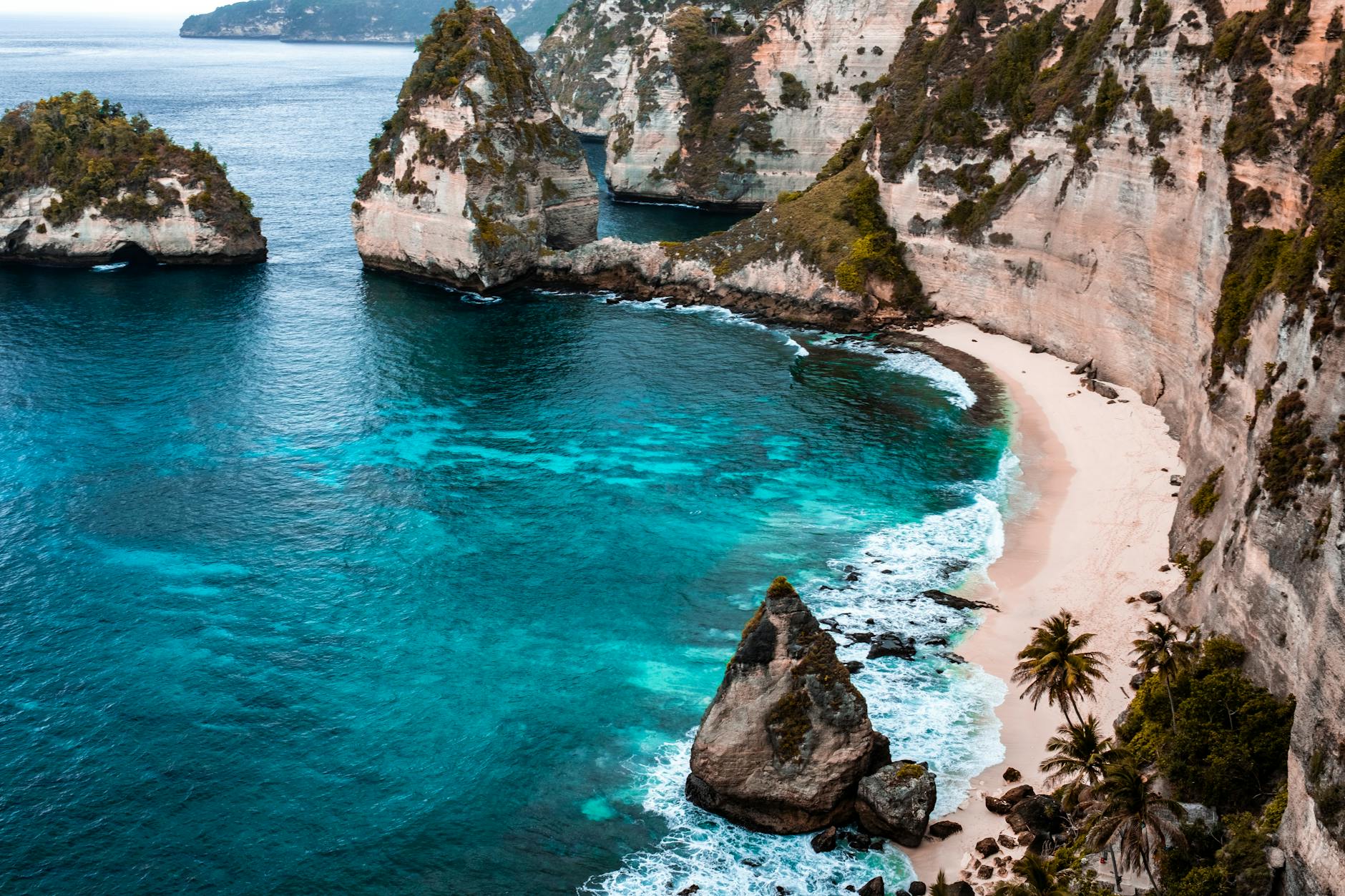 high angle photo of beach in bali indonesia