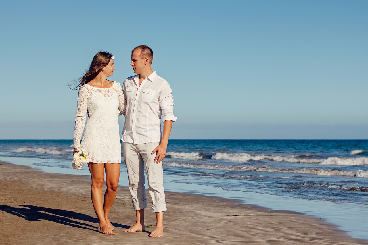 Couple in beach destination venue