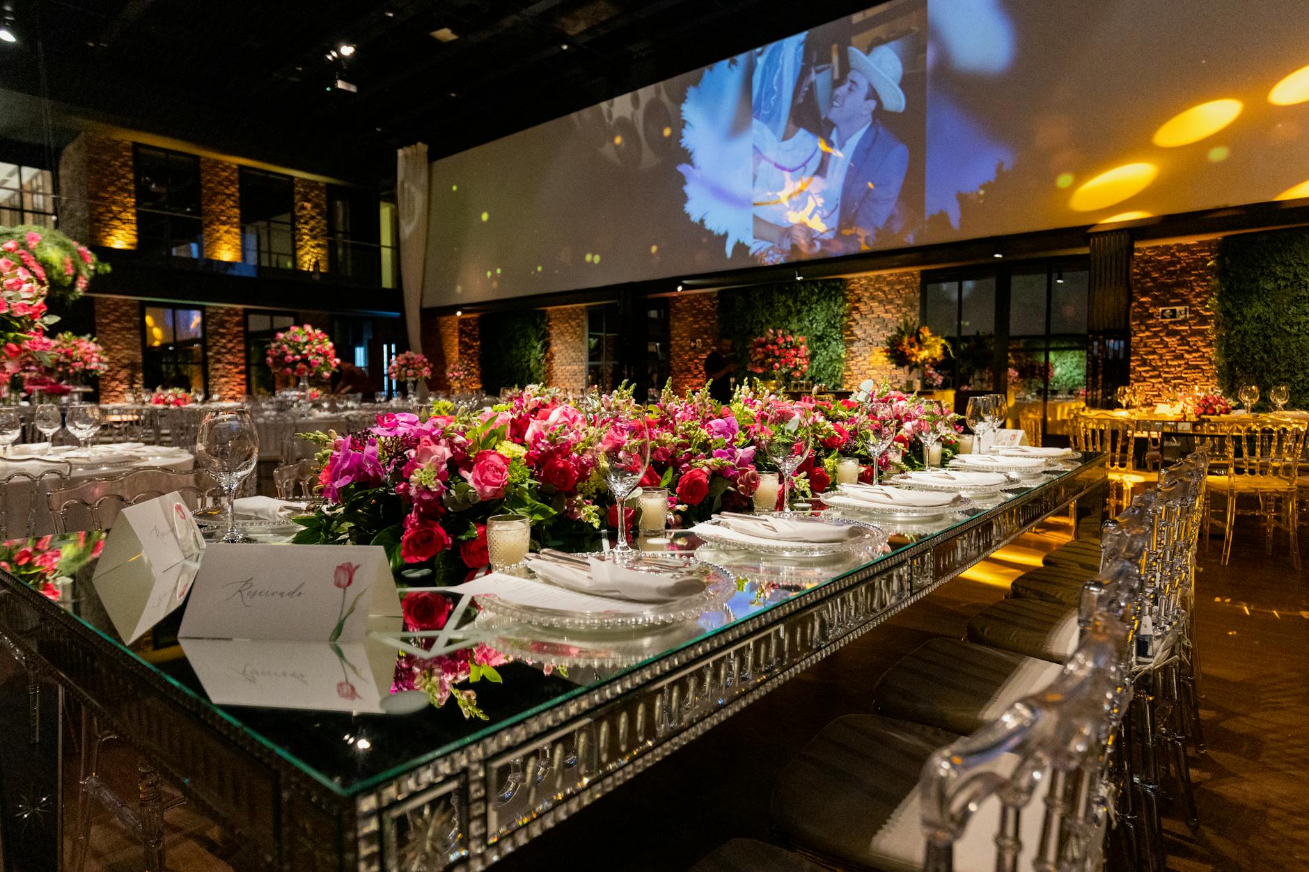 table setting in wedding reception venue