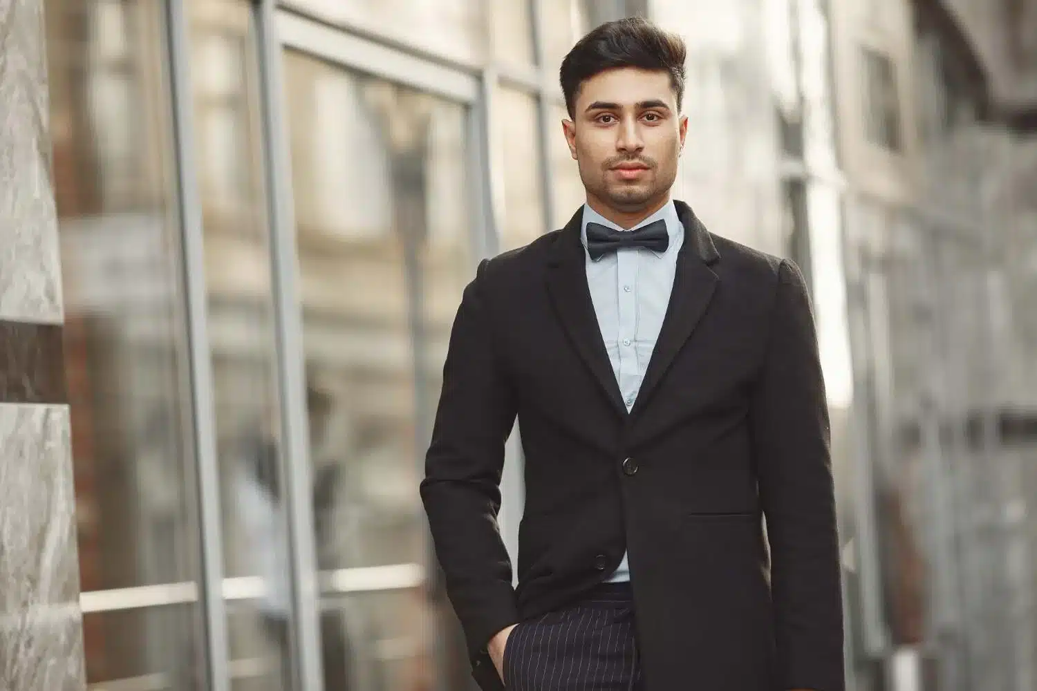 Men wearing black tuxedo