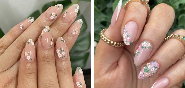 Floral nail art for wedding nails