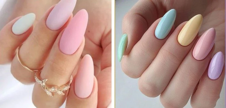 Pastel-colored wedding nails
