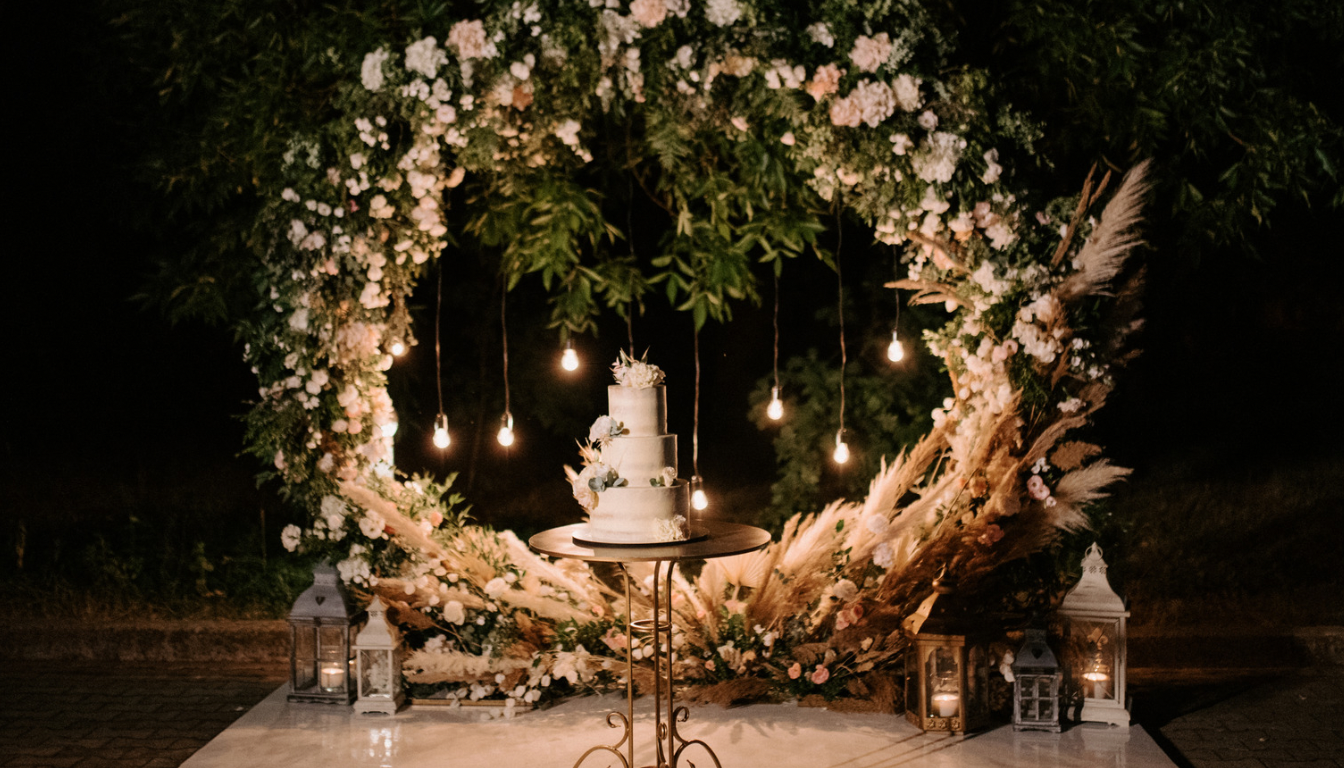 Cake in aesthetic location