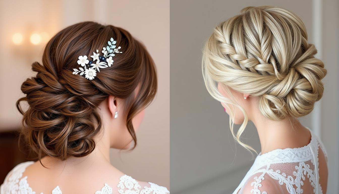 Women different hairstyle for wedding