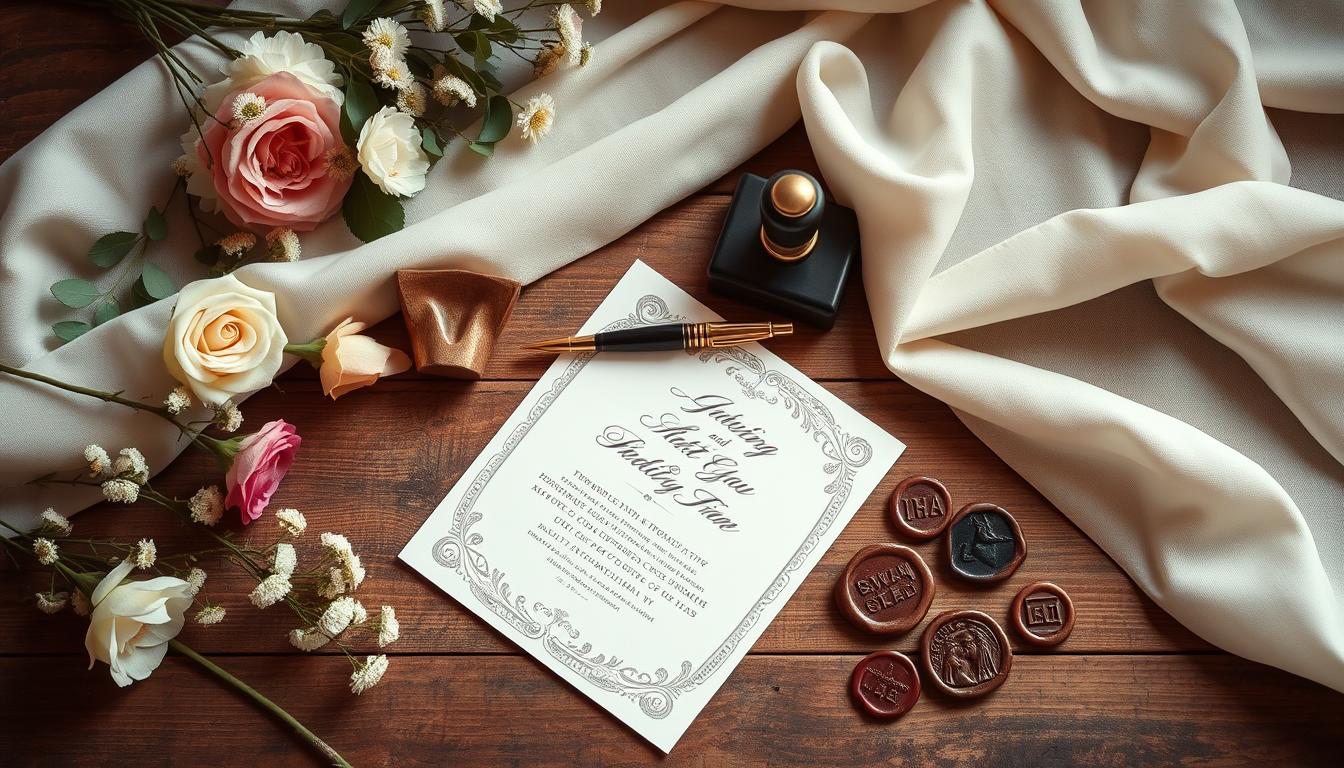 Pen and wedding invitation