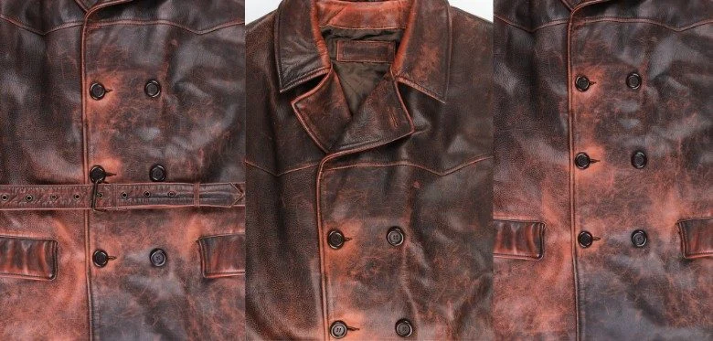 Leather Jacket with Wooden Buttons