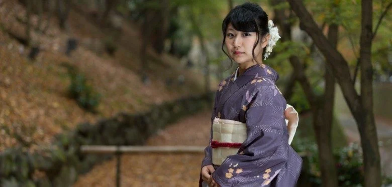 Silk Kimono with Wooden Detailing