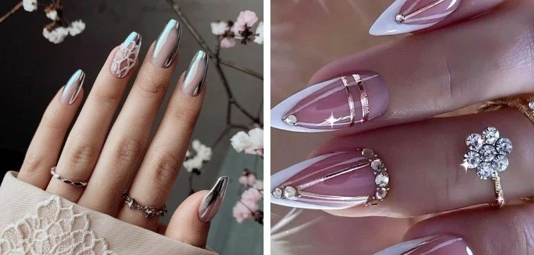 Metallic Lace Nails for a Modern Twist