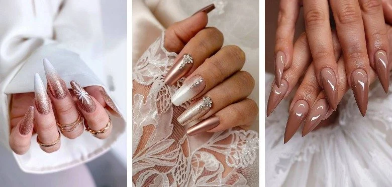 Metallic and Foil Wedding Nail Accents: A Luxurious Bridal Manicure Trend