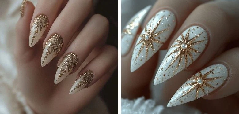 Gold Foil Wedding Nails
