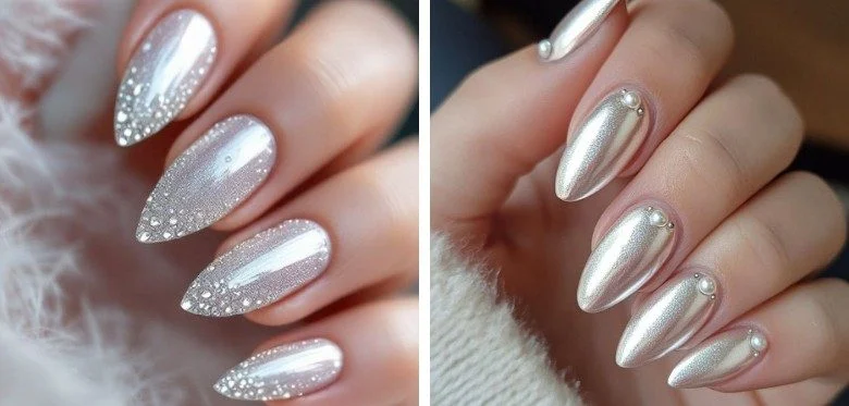 Silver Chrome Wedding Nails