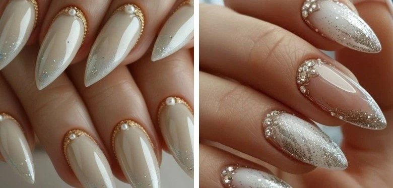 Metallic Ombre Wedding Nails