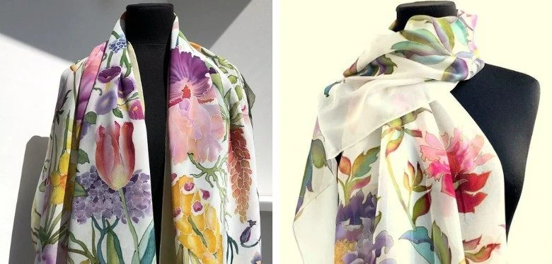 Custom-Painted Silk Scarf