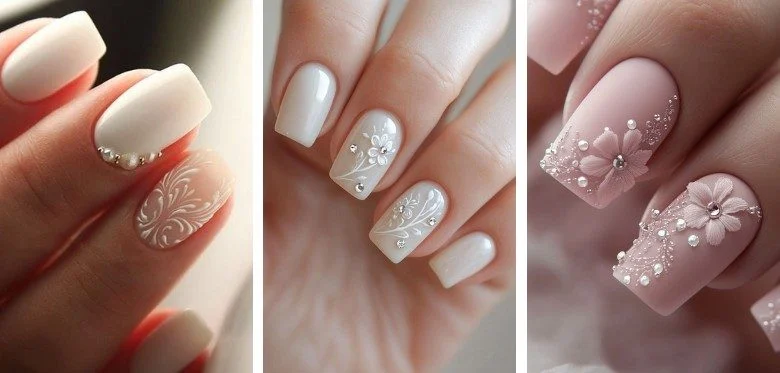 Classic Pearl Accent Nails
