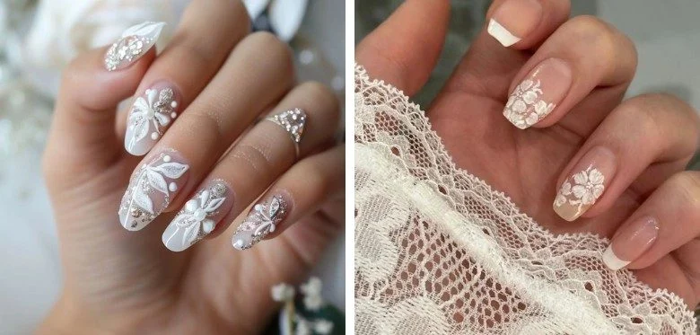 Sculpted 3D Bridal Nail Designs