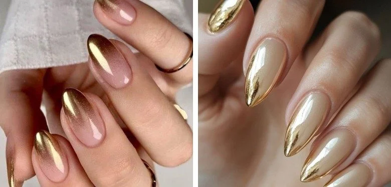 Champagne and Gold Gradient Wedding Nails