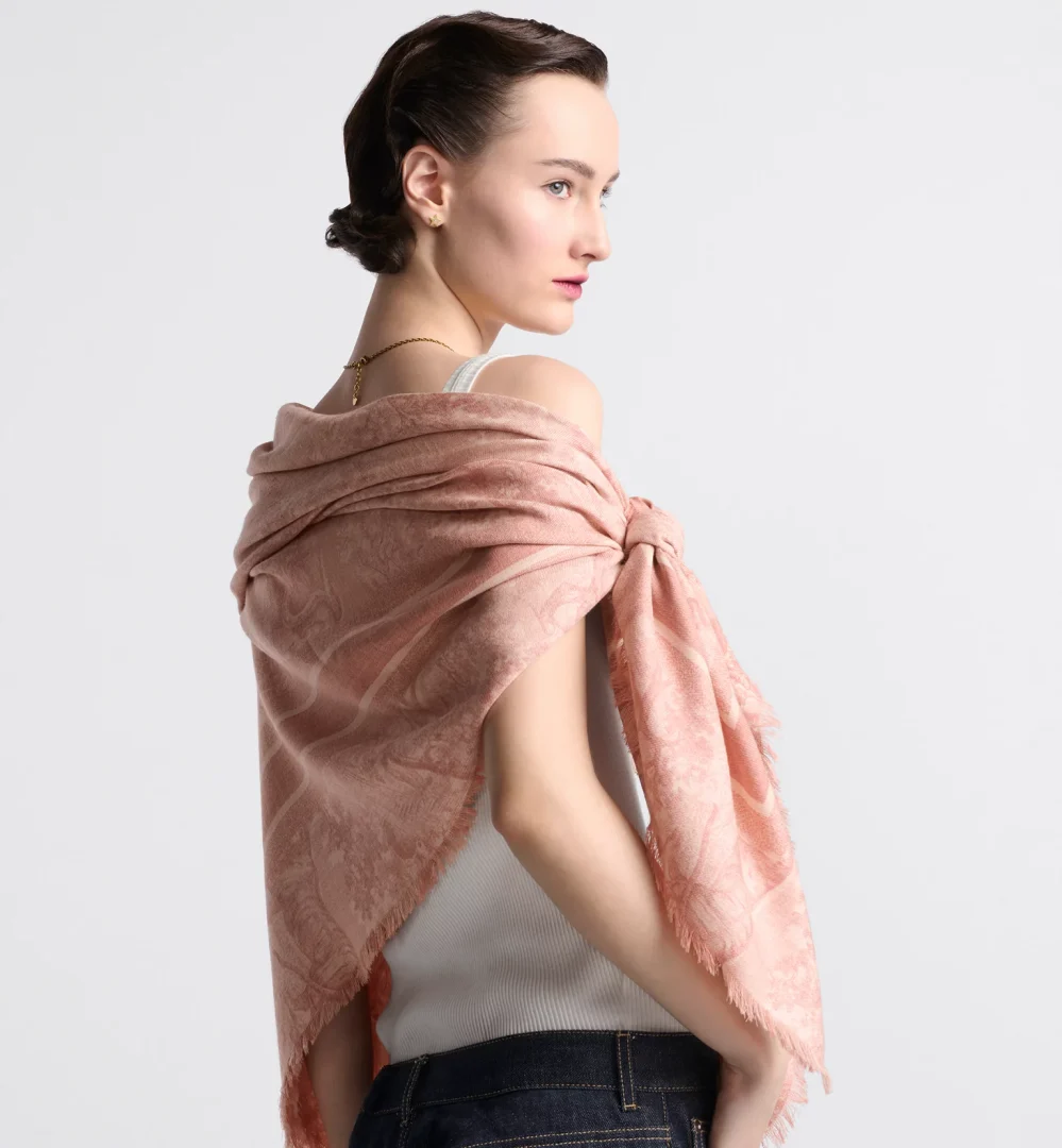 dior shawl review: a lady wearing dior shawl
