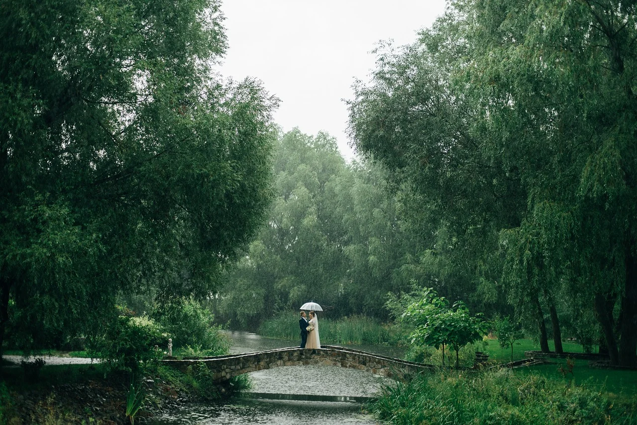 Couples in rain