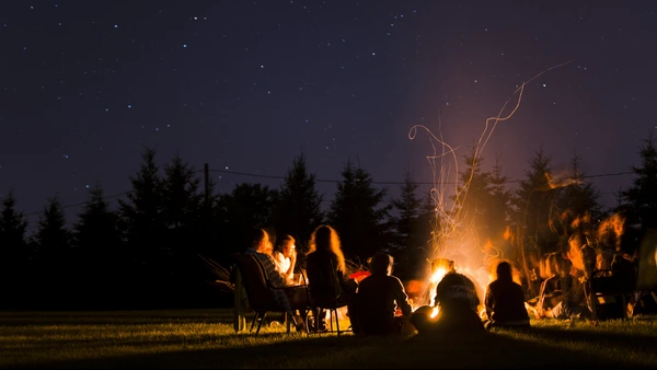Barbeque party at night