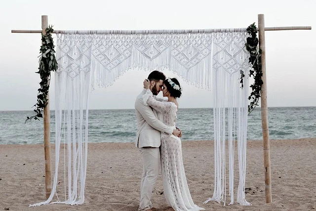 Couple in beach destination venue