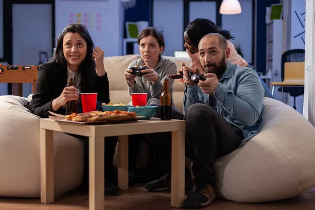 People enjoying video game
