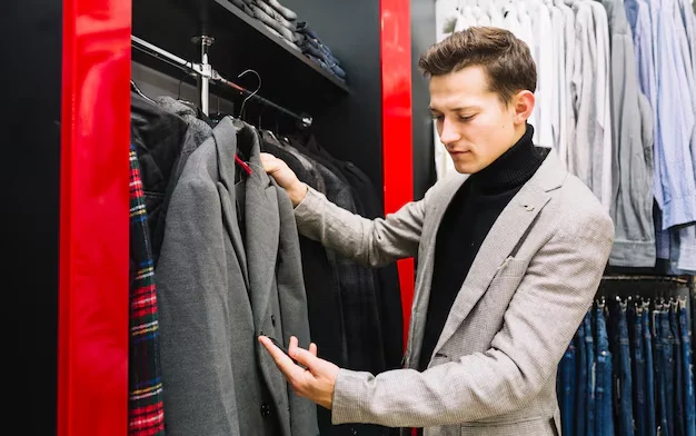 Men shopping for wedding tuxedo