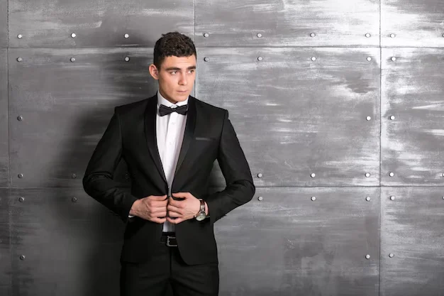 Men wearing black suit and bow