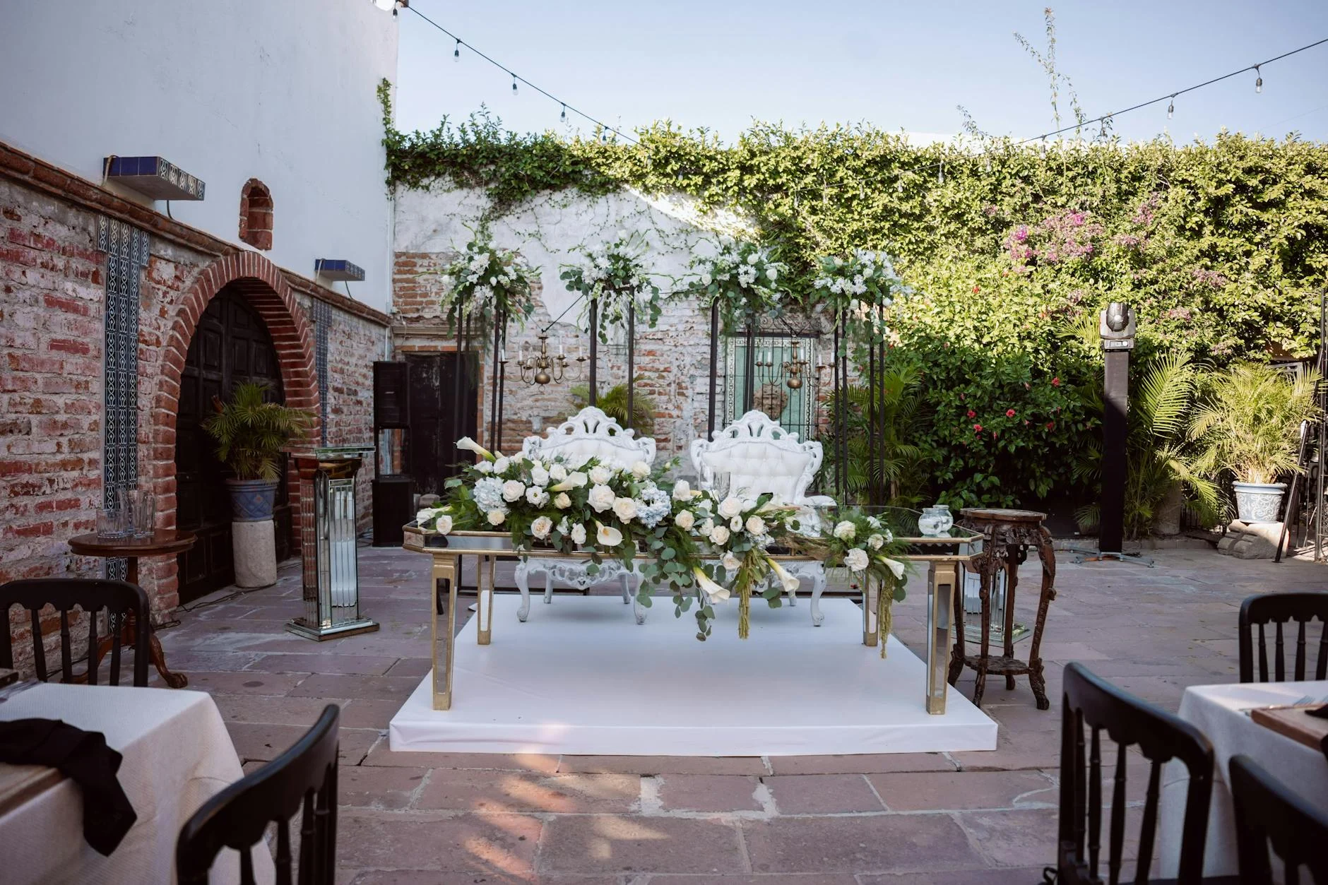 elegant outdoor wedding venue with floral decor