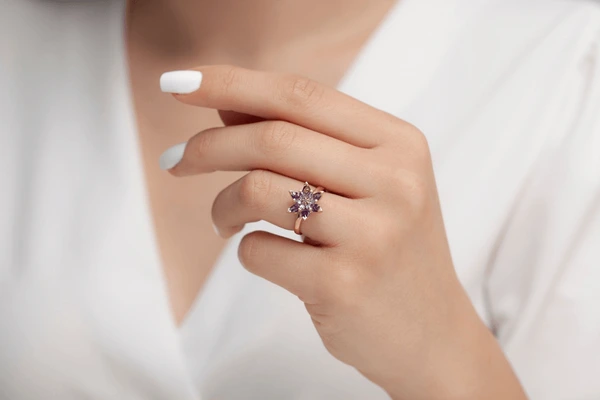women wearing engagement ring