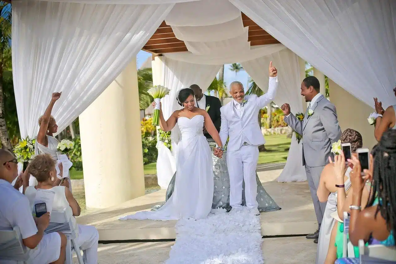 Couples enjoying wedding party